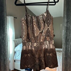 Bebe brown and tan ruffled romper